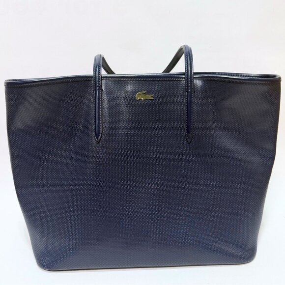 Lacoste Chantaco Bag | Coated Split Cow Leather | Carry-All Bag | Navy Blue - Picture 11 of 12